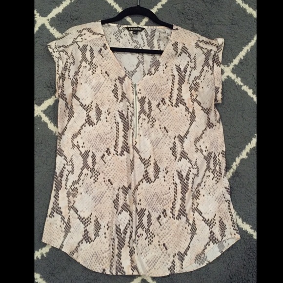snake print satin blouse